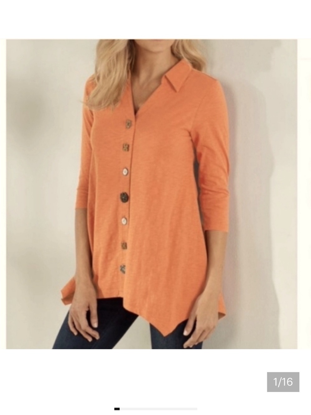 Always Indigo Button Top Tunic Shirt Burned Orange